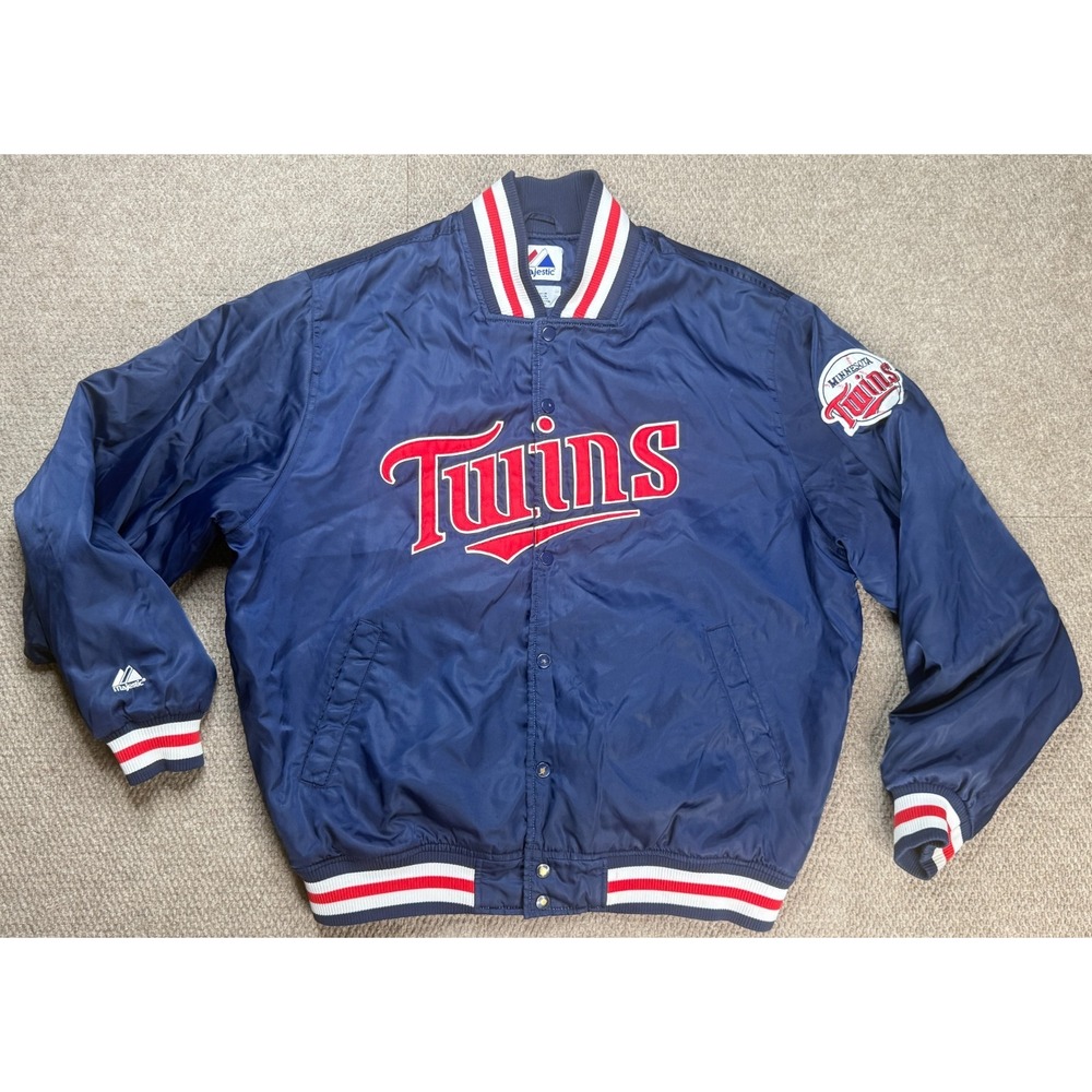 Majestic Vtg MLB Minnesota Twins Snap Button Baseball Jacket Size XL